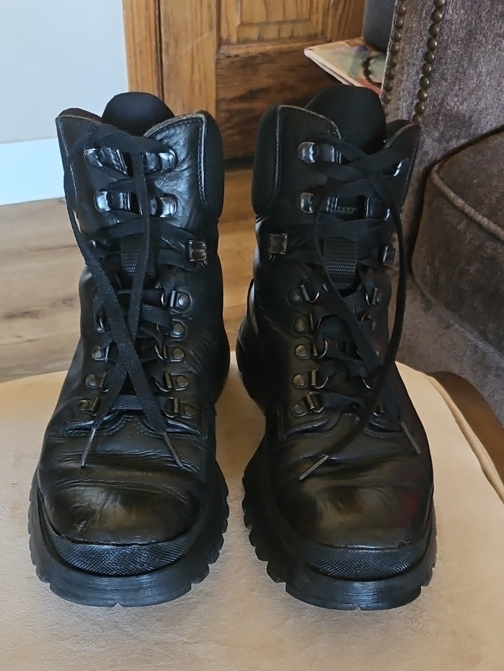 Prada Men's Black Tactical Boots - Durable Lace-Up